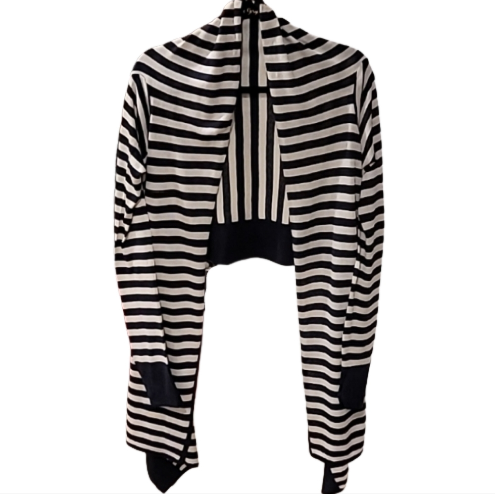 BCBGMaxAzria Black and White Striped Shrug
